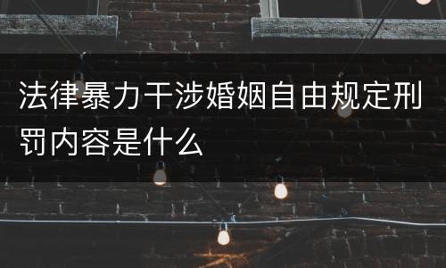 法律暴力干涉婚姻自由规定刑罚内容是什么