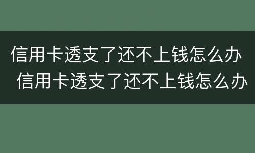 信用卡透支了还不上钱怎么办 信用卡透支了还不上钱怎么办呢