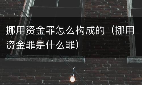 挪用资金罪怎么构成的（挪用资金罪是什么罪）
