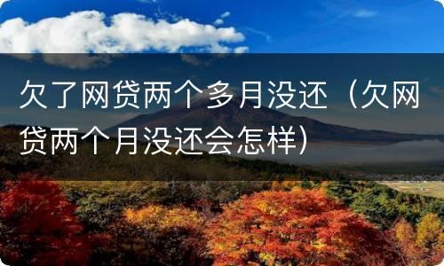 欠了网贷两个多月没还（欠网贷两个月没还会怎样）