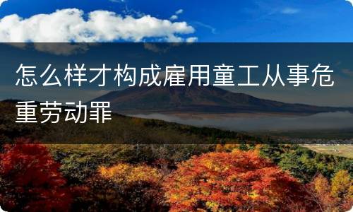 怎么样才构成雇用童工从事危重劳动罪