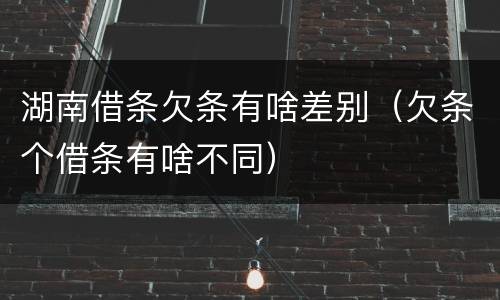 湖南借条欠条有啥差别（欠条个借条有啥不同）