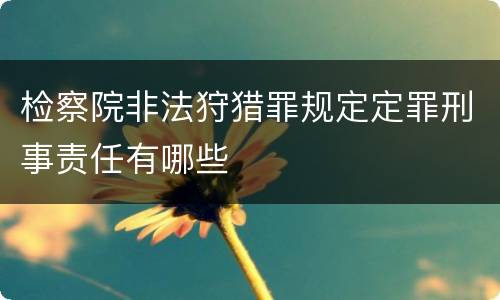 检察院非法狩猎罪规定定罪刑事责任有哪些