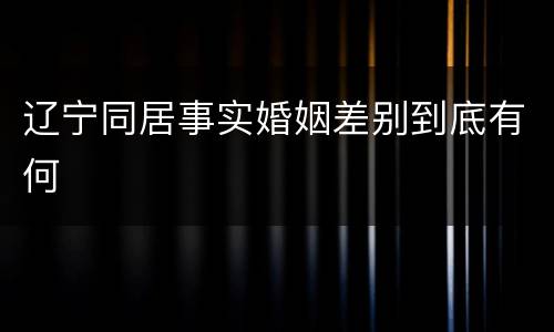 辽宁同居事实婚姻差别到底有何