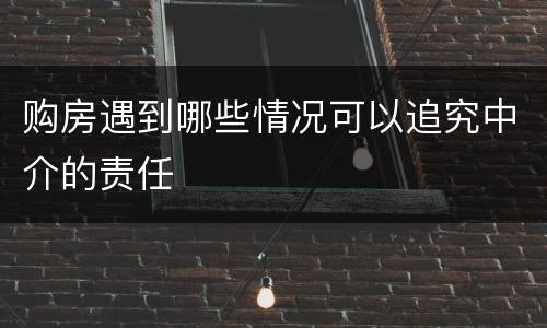 购房遇到哪些情况可以追究中介的责任