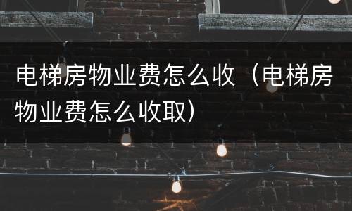 电梯房物业费怎么收（电梯房物业费怎么收取）