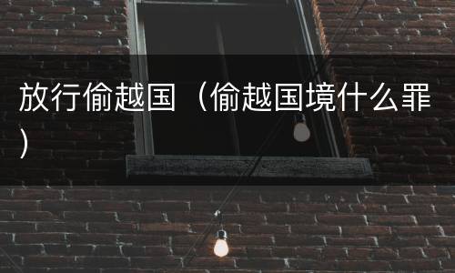 放行偷越国（偷越国境什么罪）