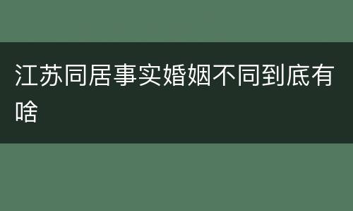江苏同居事实婚姻不同到底有啥