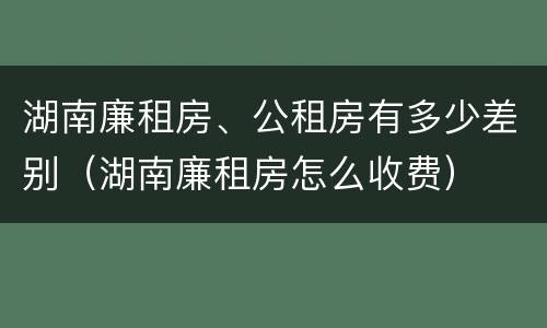 湖南廉租房、公租房有多少差别（湖南廉租房怎么收费）