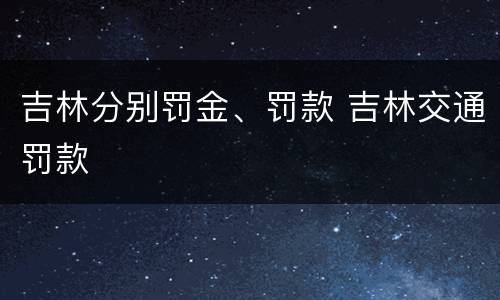 吉林分别罚金、罚款 吉林交通罚款