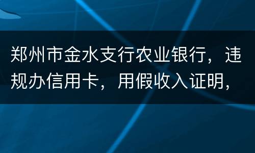 郑州市金水支行农业银行，违规办信用卡，用假收入证明，假行车证，没面签，办信用卡，