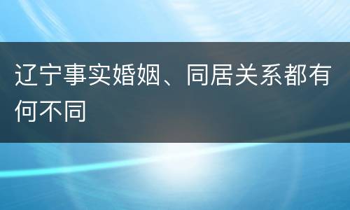 辽宁事实婚姻、同居关系都有何不同