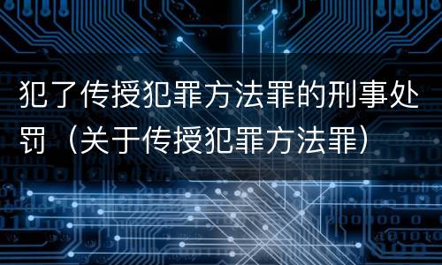 犯了传授犯罪方法罪的刑事处罚（关于传授犯罪方法罪）