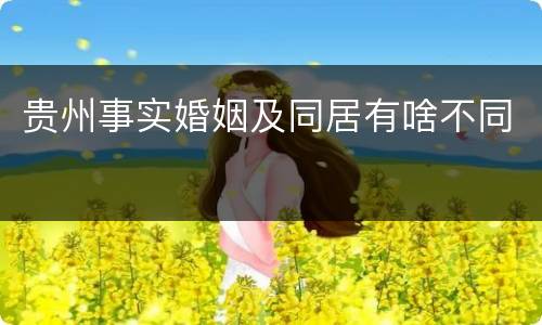 贵州事实婚姻及同居有啥不同