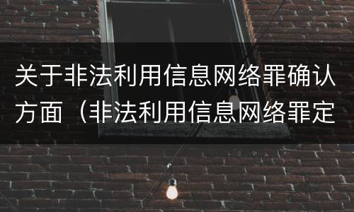 关于非法利用信息网络罪确认方面（非法利用信息网络罪定罪标准）
