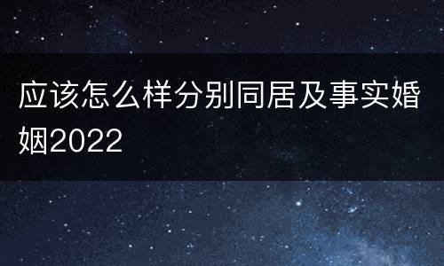 应该怎么样分别同居及事实婚姻2022