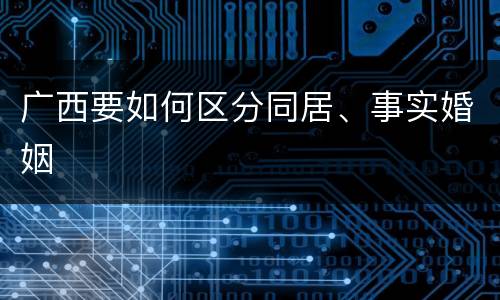 广西要如何区分同居、事实婚姻