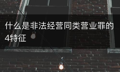 什么是非法经营同类营业罪的4特征