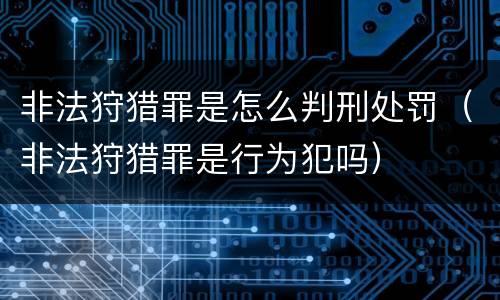 非法狩猎罪是怎么判刑处罚（非法狩猎罪是行为犯吗）