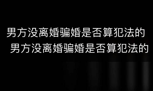 男方没离婚骗婚是否算犯法的 男方没离婚骗婚是否算犯法的人