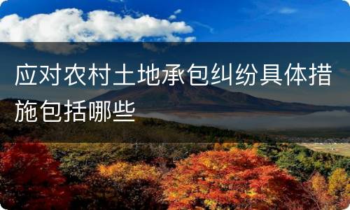 应对农村土地承包纠纷具体措施包括哪些