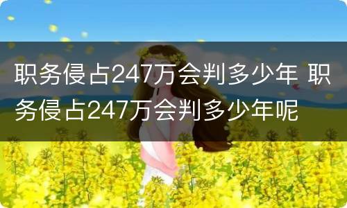 职务侵占247万会判多少年 职务侵占247万会判多少年呢