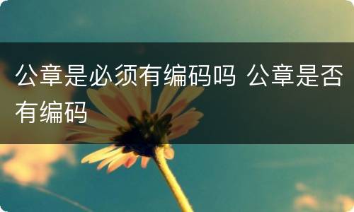 公章是必须有编码吗 公章是否有编码
