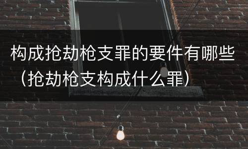 构成抢劫枪支罪的要件有哪些（抢劫枪支构成什么罪）