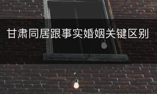 甘肃同居跟事实婚姻关键区别