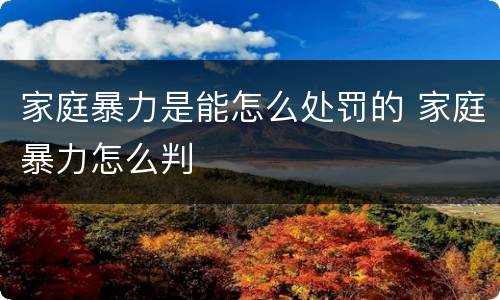 家庭暴力是能怎么处罚的 家庭暴力怎么判