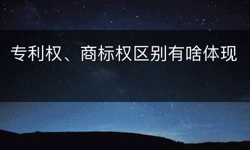 专利权、商标权区别有啥体现