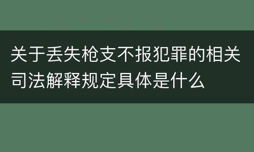 关于丢失枪支不报犯罪的相关司法解释规定具体是什么