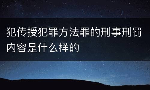 犯传授犯罪方法罪的刑事刑罚内容是什么样的