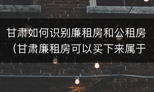 甘肃如何识别廉租房和公租房（甘肃廉租房可以买下来属于自己吗）