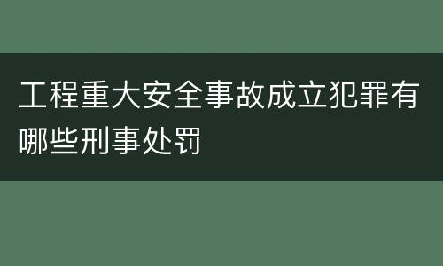 工程重大安全事故成立犯罪有哪些刑事处罚