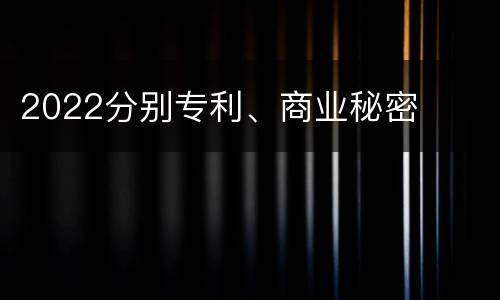 2022分别专利、商业秘密
