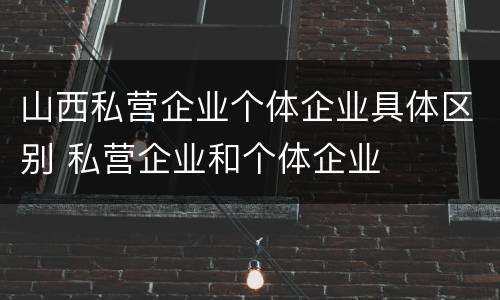 山西私营企业个体企业具体区别 私营企业和个体企业