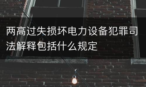 两高过失损坏电力设备犯罪司法解释包括什么规定