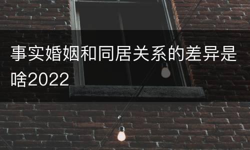 事实婚姻和同居关系的差异是啥2022