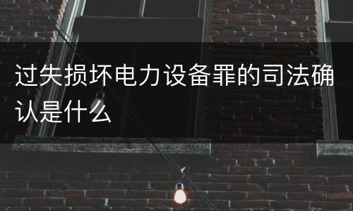 过失损坏电力设备罪的司法确认是什么