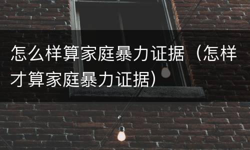 怎么样算家庭暴力证据（怎样才算家庭暴力证据）
