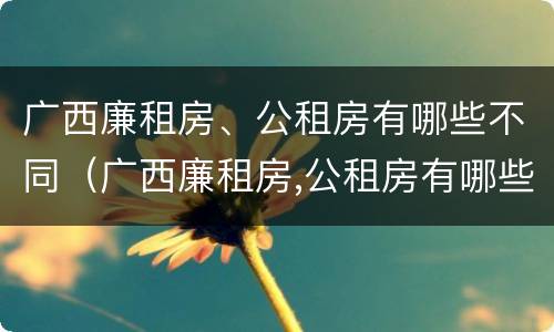 广西廉租房、公租房有哪些不同（广西廉租房,公租房有哪些不同呢）
