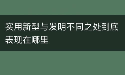 实用新型与发明不同之处到底表现在哪里