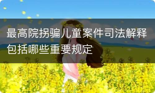 最高院拐骗儿童案件司法解释包括哪些重要规定