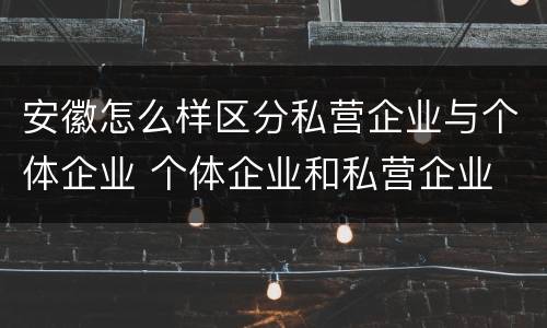安徽怎么样区分私营企业与个体企业 个体企业和私营企业