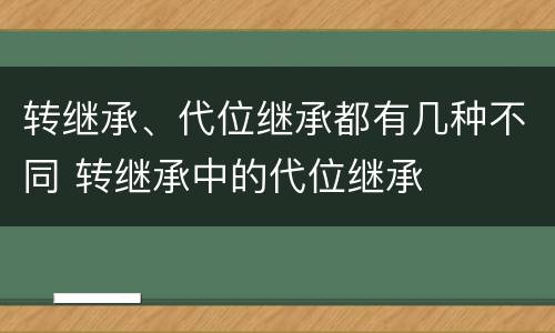 转继承、代位继承都有几种不同 转继承中的代位继承