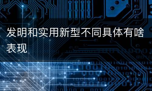 发明和实用新型不同具体有啥表现
