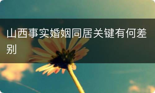 山西事实婚姻同居关键有何差别