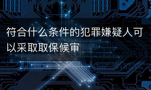 符合什么条件的犯罪嫌疑人可以采取取保候审
