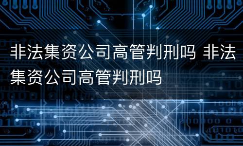 非法集资公司高管判刑吗 非法集资公司高管判刑吗